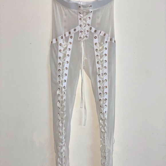 White Tie Mesh Pants - Picture 2 of 4